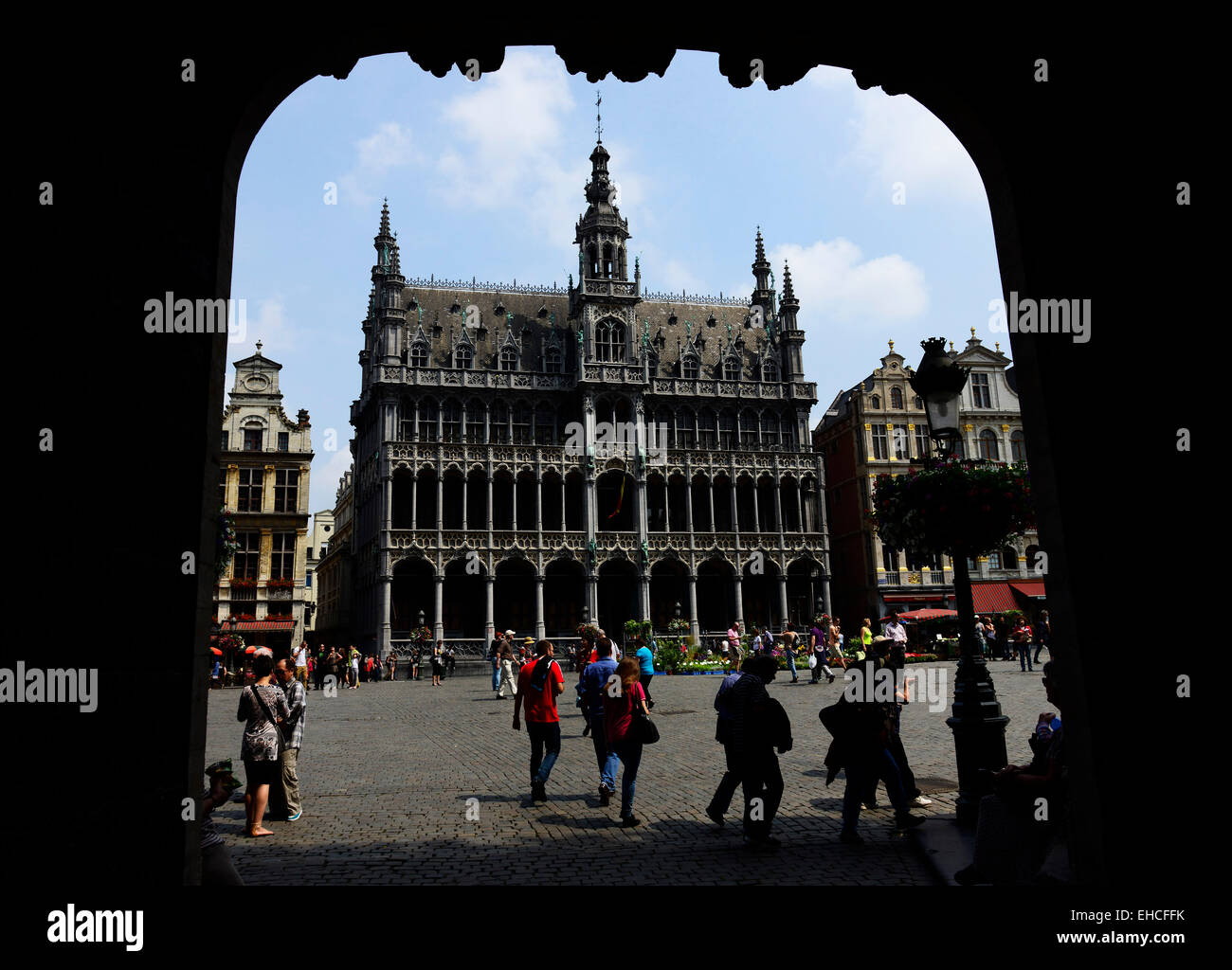 Wunderschöne mittelalterliche Gebäude in Brüssel Grand Place. Stockfoto