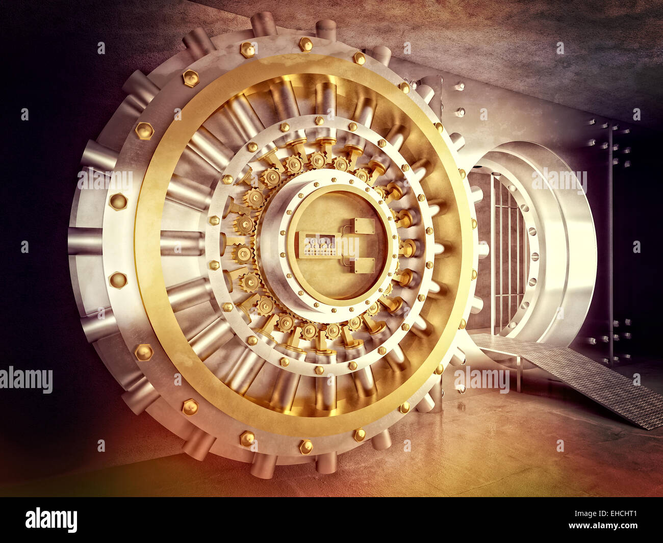 3D-Bild eines klassischen Tresortür Stockfoto