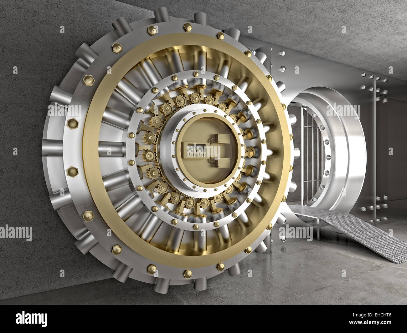 3D-Bild eines klassischen Tresortür Stockfoto