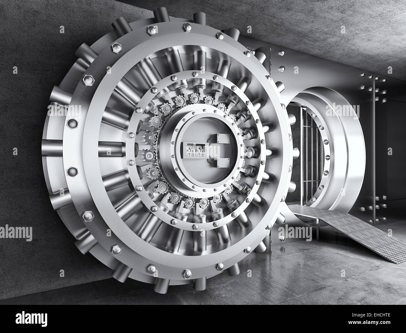 3D-Bild eines klassischen Tresortür Stockfoto