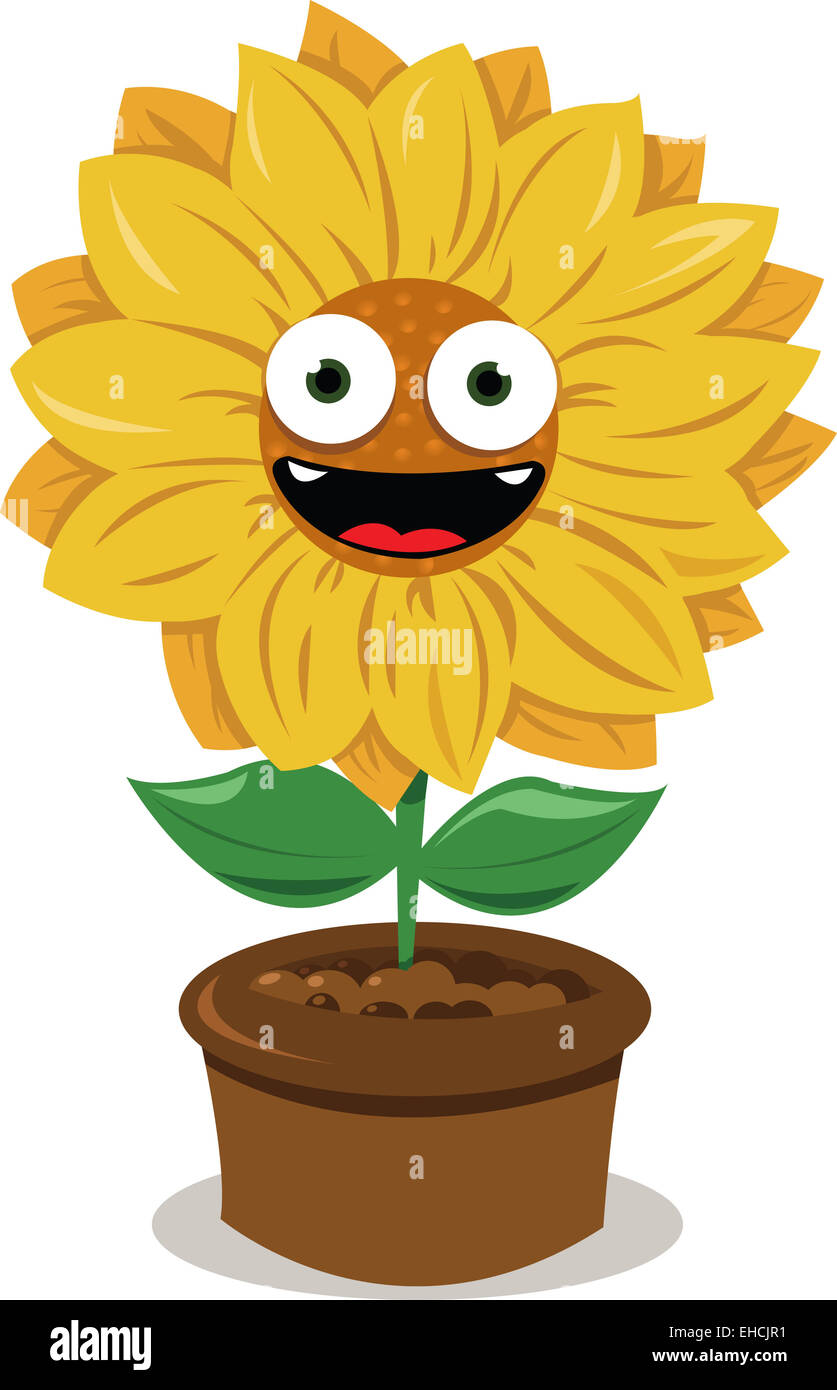 ein Vektor-Cartoon repräsentieren eine lustige Sonnenblumen lächelnd Stockfoto