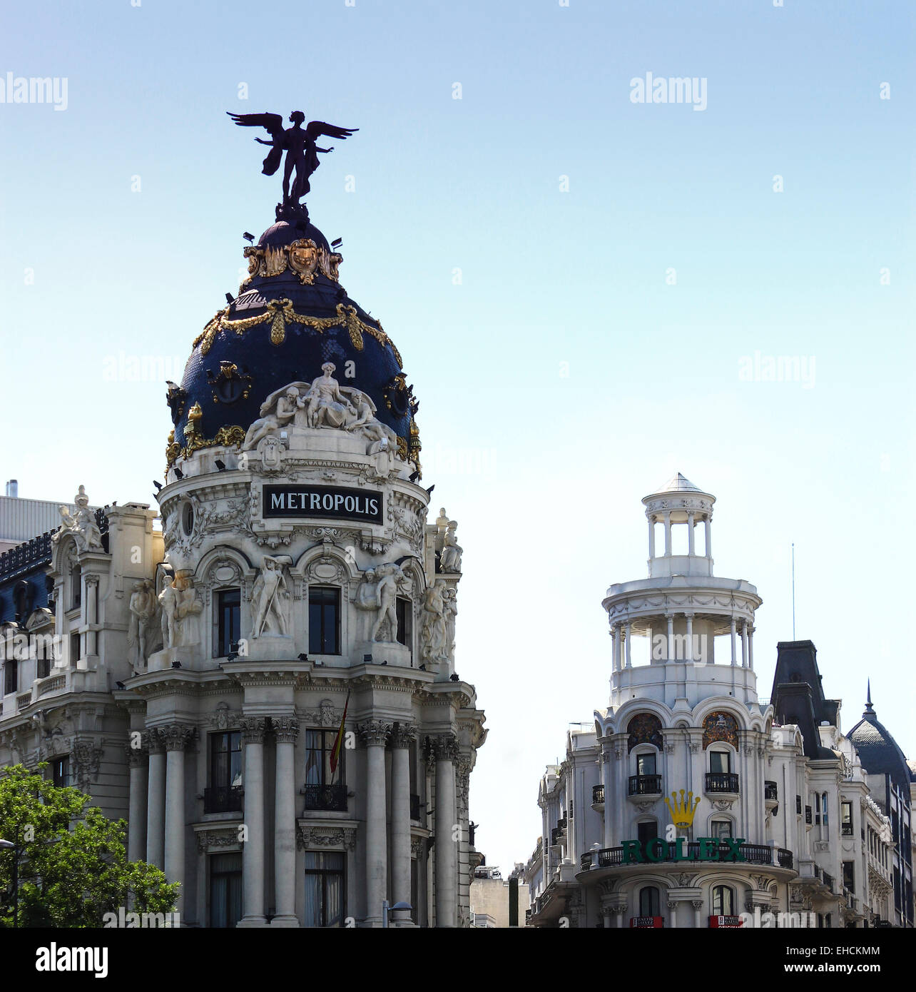 Metropolis Gebäude, Edificio Metropolis, an der Gran Via Boulevard, Madrid, Spanien Stockfoto