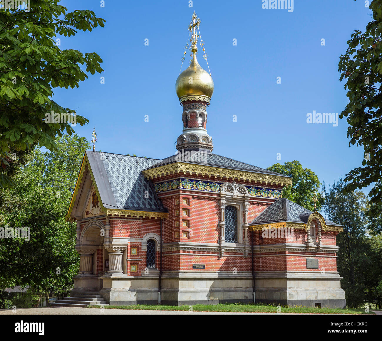 Russisch-orthodoxe Kirche Allerheiligen, russische Kapelle, Kurpark, Bad Homburg, Hessen, Deutschland Stockfoto