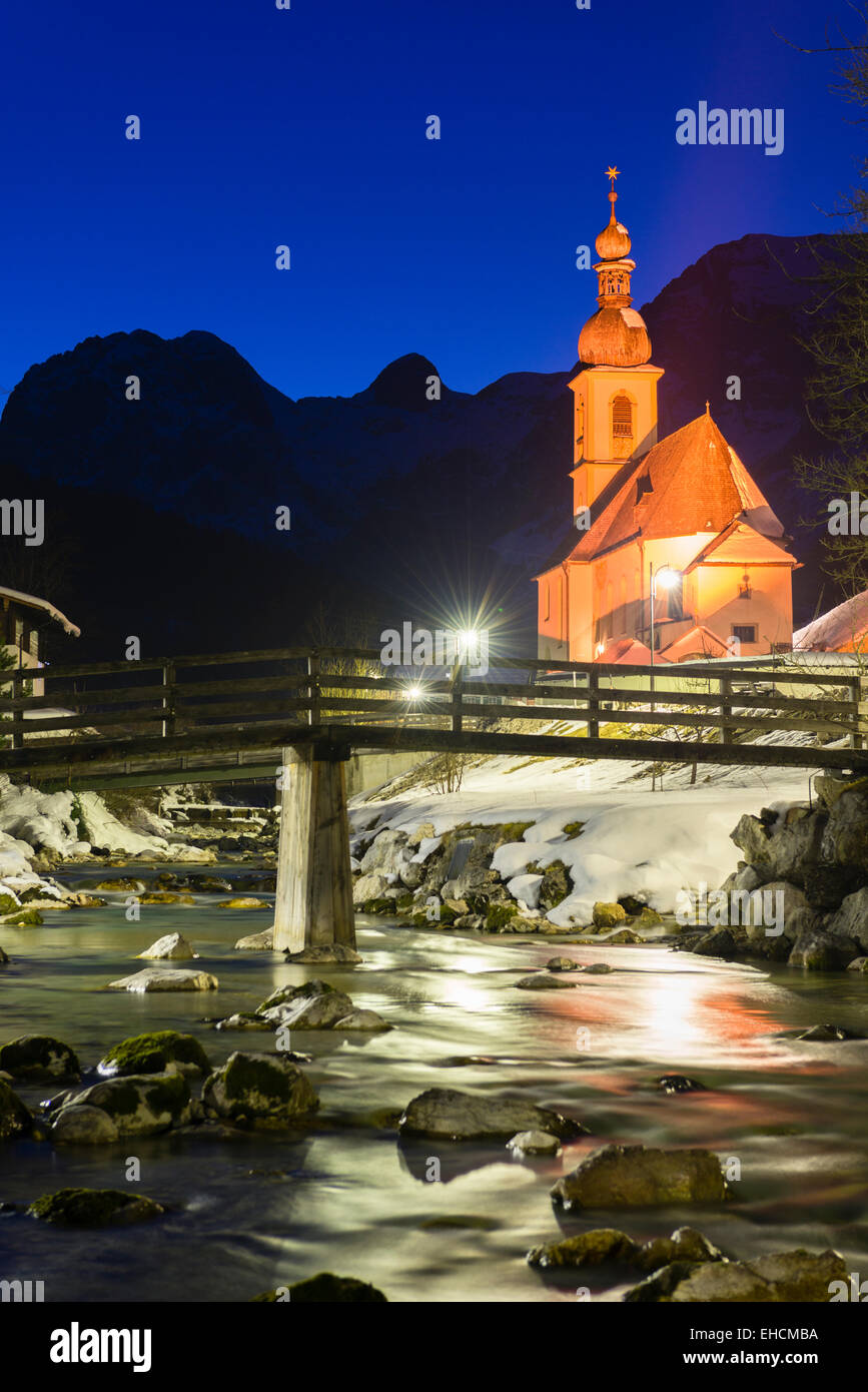 Kirche St. Sebastian, Ramsauer Kircherl, Ramsau bei Berchtesgaden, Berchtesgadener Land, Bayern, Deutschland Stockfoto
