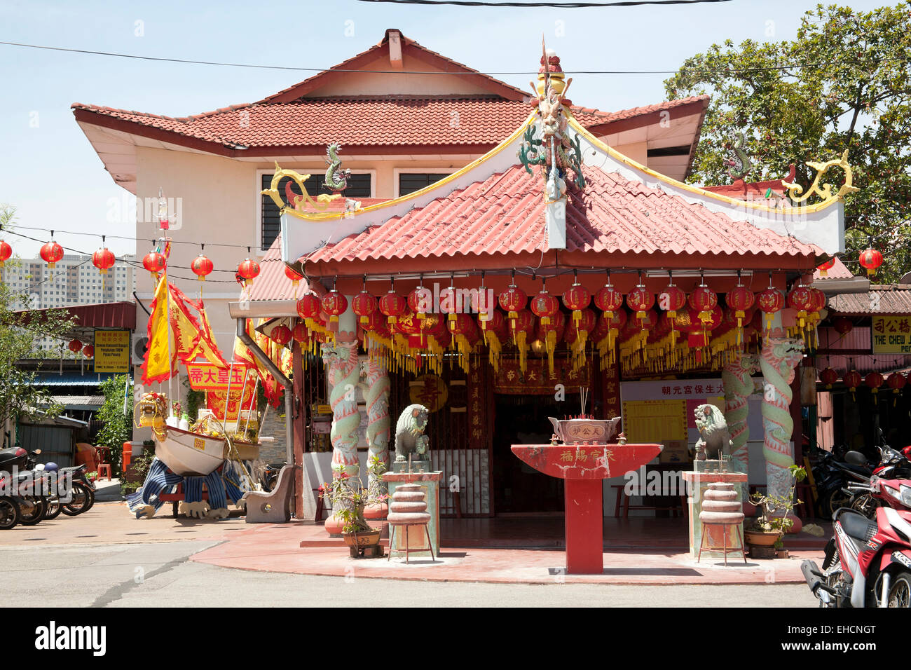 Front des Tempels am Eingang zum Kauen Steg Georgetown Penang Malaysia Stockfoto