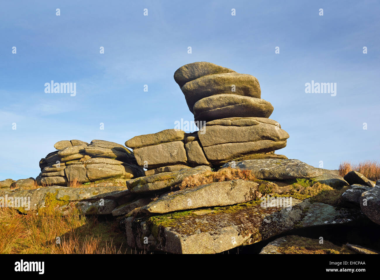 Felsen am Roughtor, Bodmin Moor, Cornwall, UK Stockfoto