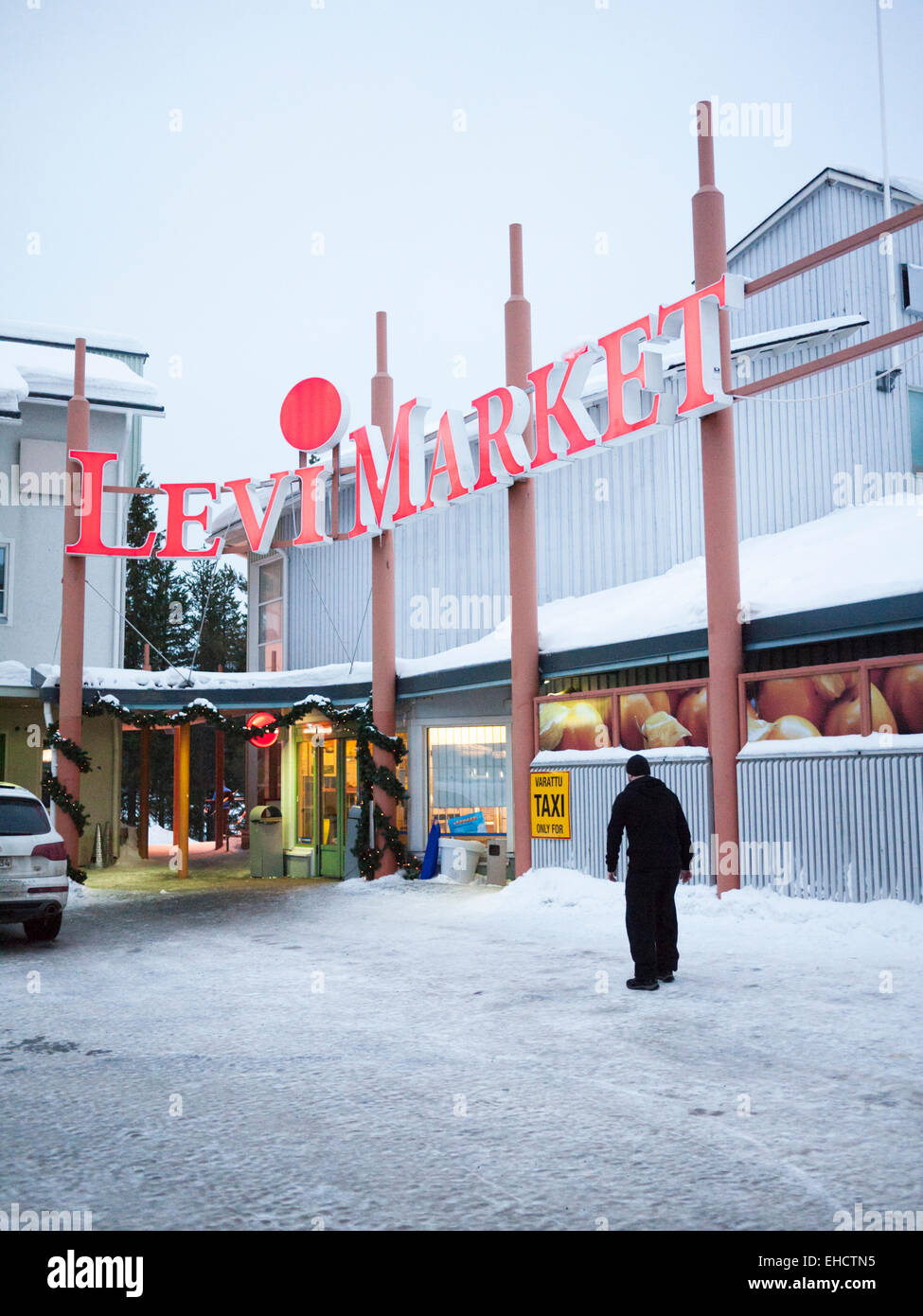 Die Levi Market Supermarkt im Skigebiet Levi Lapland Finnlands Stockfoto