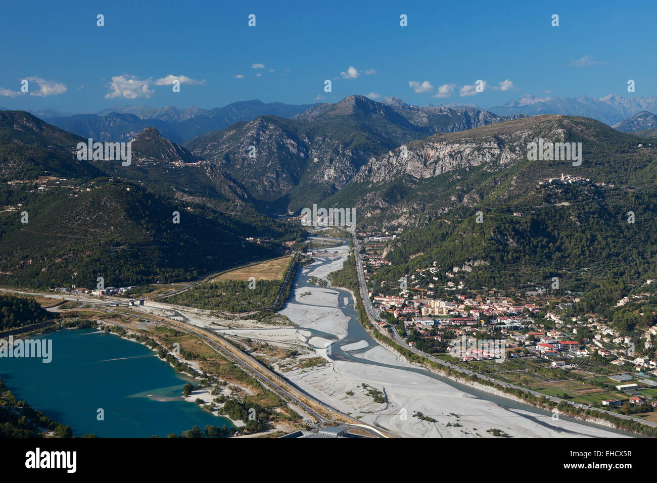 Ansicht von oben über den Var-Tal Stockfoto