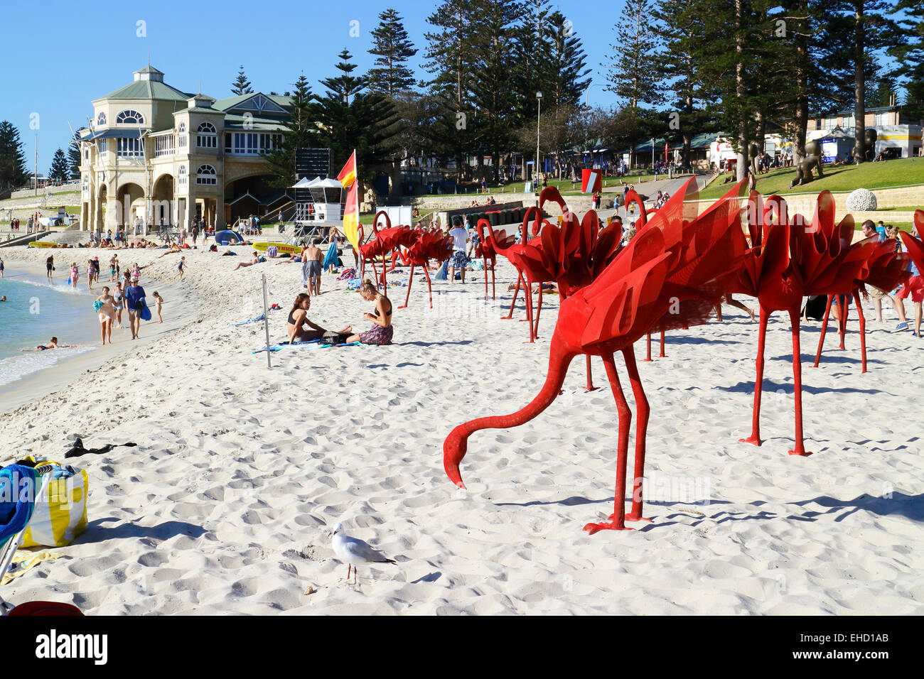 Kunstwerk auf dem Display auf die Veranstaltung 2015 Sculpture By the Sea. Cottesloe Beach, Perth, Westaustralien. Stockfoto