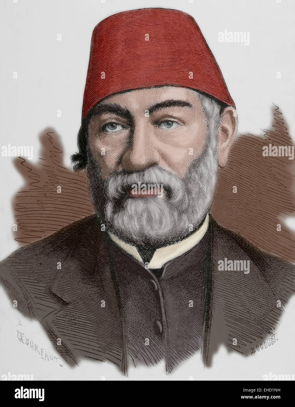Auguste Mariette (1821-1881). Französischer Gelehrter, Archäologe und Ägyptologe. Porträt. Gravur. Farbige. Stockfoto