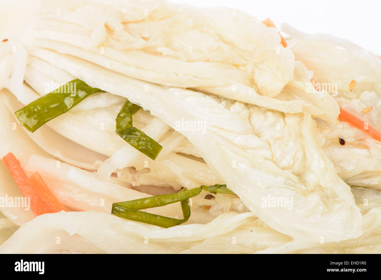 Nahaufnahme des weißen Baek-Gimchi, koreanische traditionelle Speisen Stockfoto