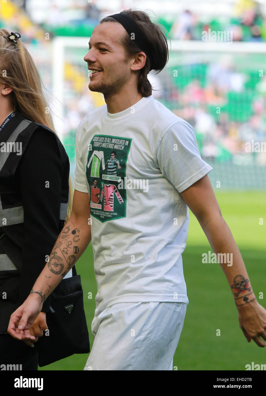 McStay des Maestros V Rio Ferdinand All Stars spielen im Celtic Park Featuring: Louis Tomlinson Where: Glasgow, Vereinigtes Königreich: 07 Sep 2014 Stockfoto