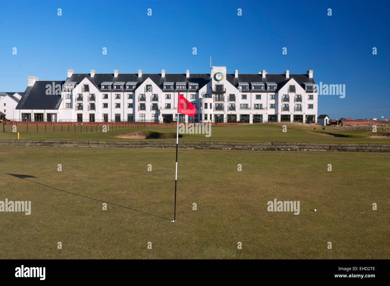 Carnoustie Golf Course & Club Haus 18. Loch Stockfoto
