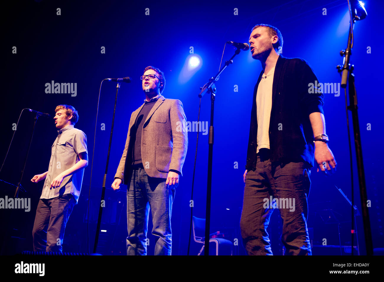 Folk-band The Young'uns in Konzert im Ritz, Manchester, UK. 11. März 2015. Stockfoto