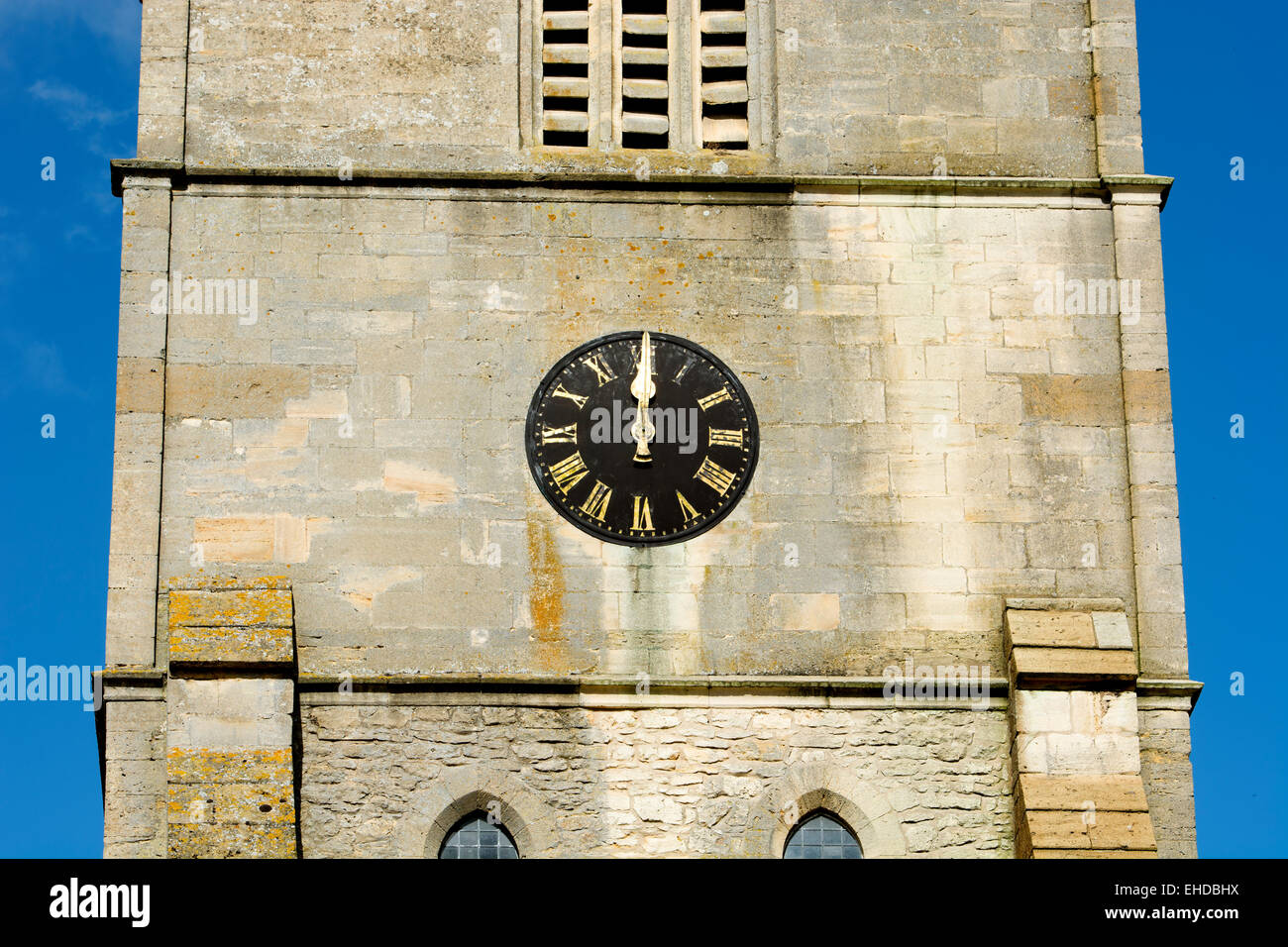 Uhr mittags, St. Johannes Baptist Church, Beckford, Worcestershire, England, UK Stockfoto