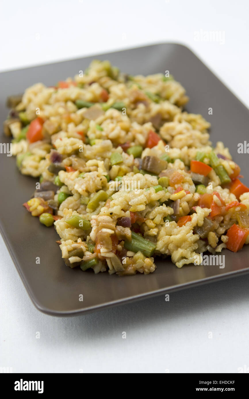 Vegetarische Paella - vegetarische Paella Stockfoto