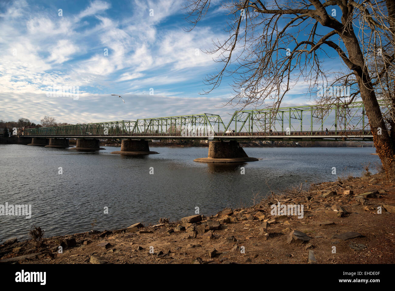 Die Brücke von der Stadt Lambertville, New Jersey zur Stadt New Hope, Pennsylvania, USA Stockfoto