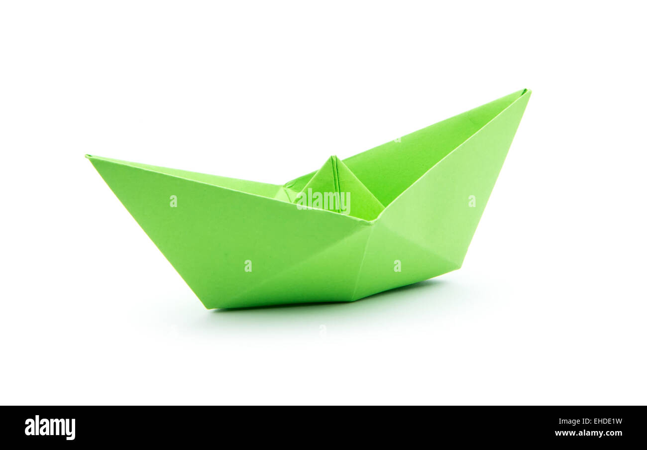 Grünbuch-Boot isoliert auf weißem Hintergrund Stockfoto
