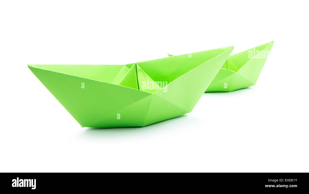 Grünbuch-Boote isoliert auf weißem Hintergrund Stockfoto