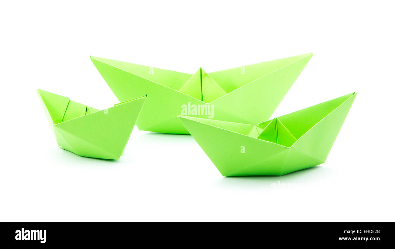 Grünbuch-Boote isoliert auf weißem Hintergrund Stockfoto