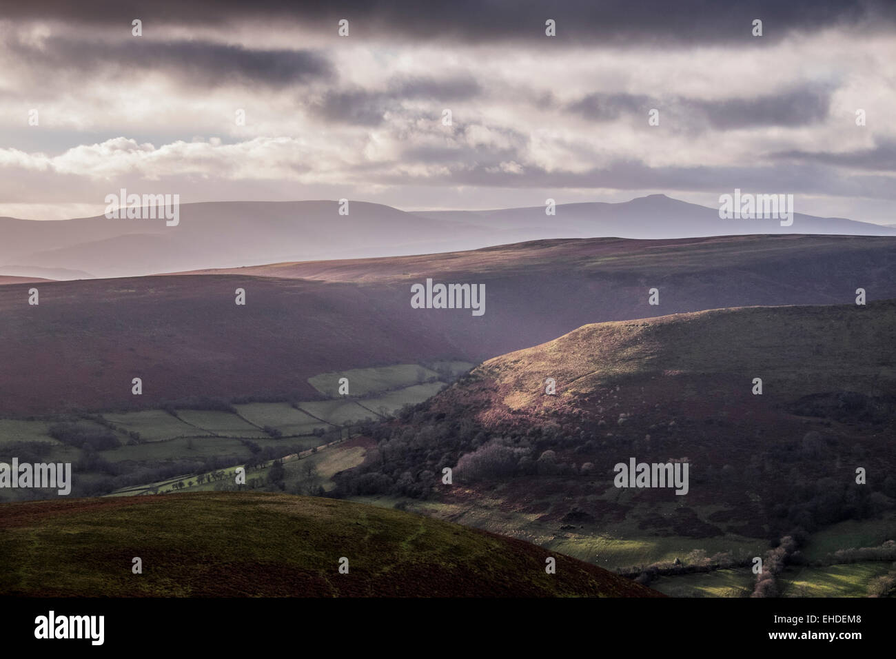 Ansicht in Black Mountains, Brecon Beacons National Park, Wales. Stockfoto