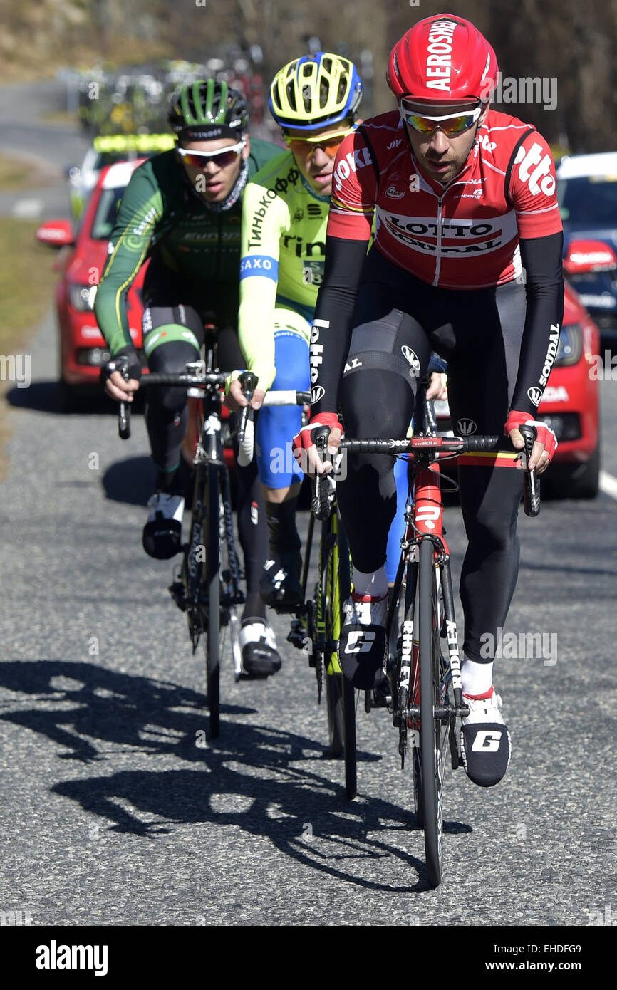 12.03.2015. Varennes-Sur-Allier, Croix de Chaubouret, Frankreich. Paris, schöne Radtour. DE GENDT Thomas BEL Stockfoto