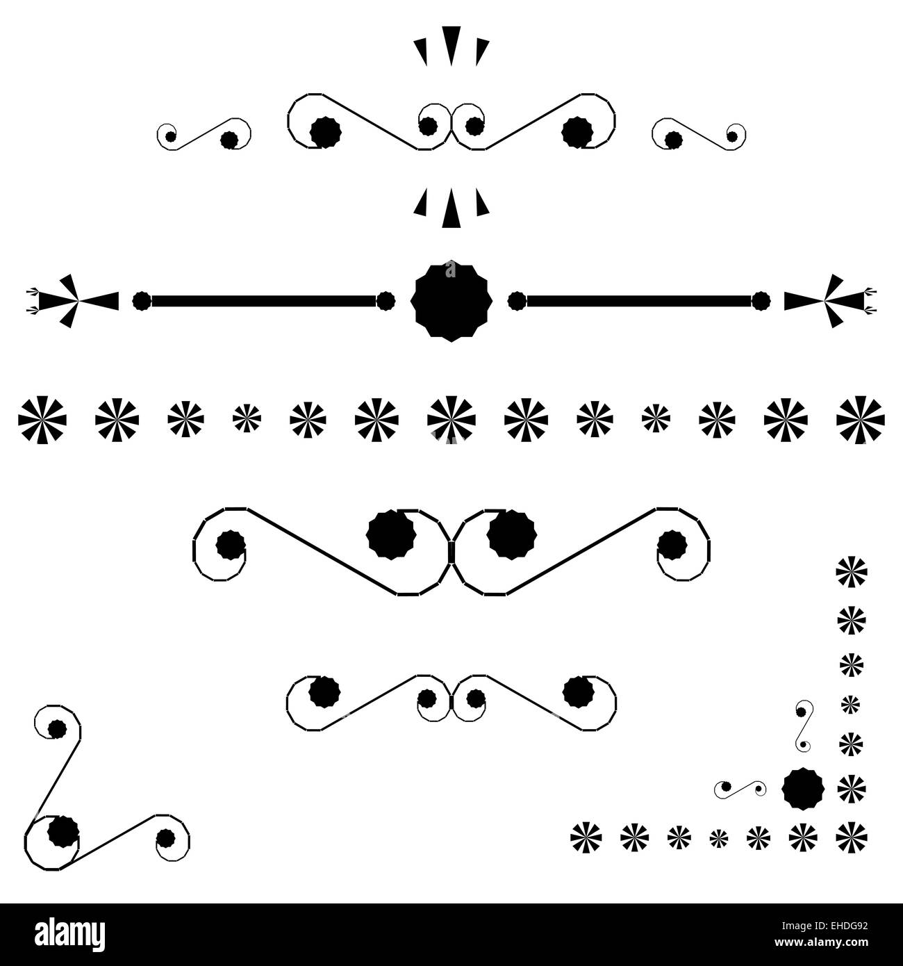 Ecken und Seite Ende Ornamente Stockfoto