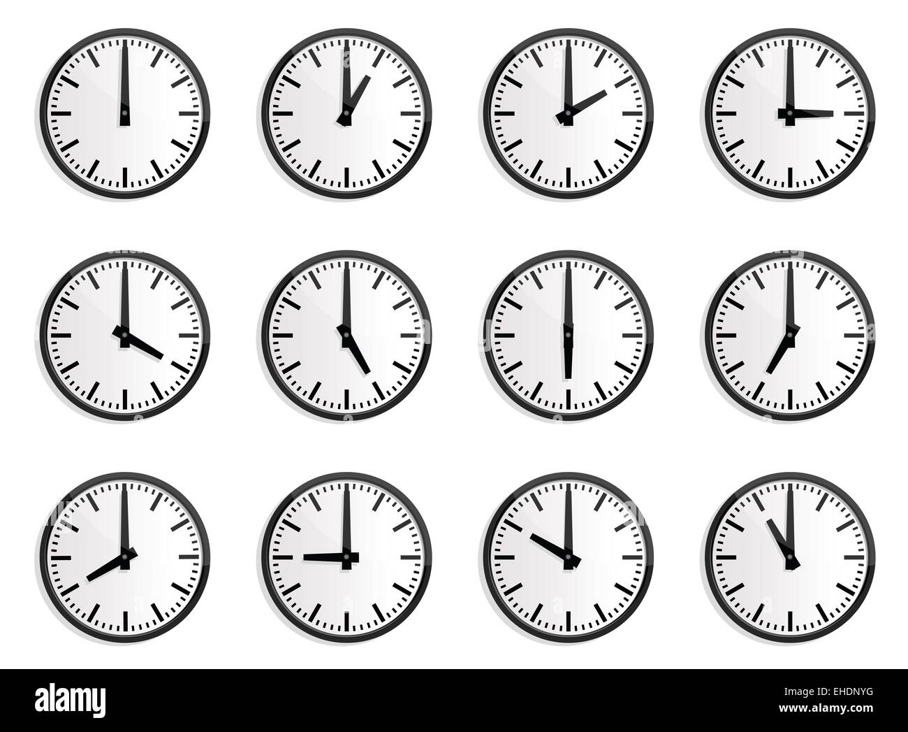 12 Stunden-Uhr Stockfoto