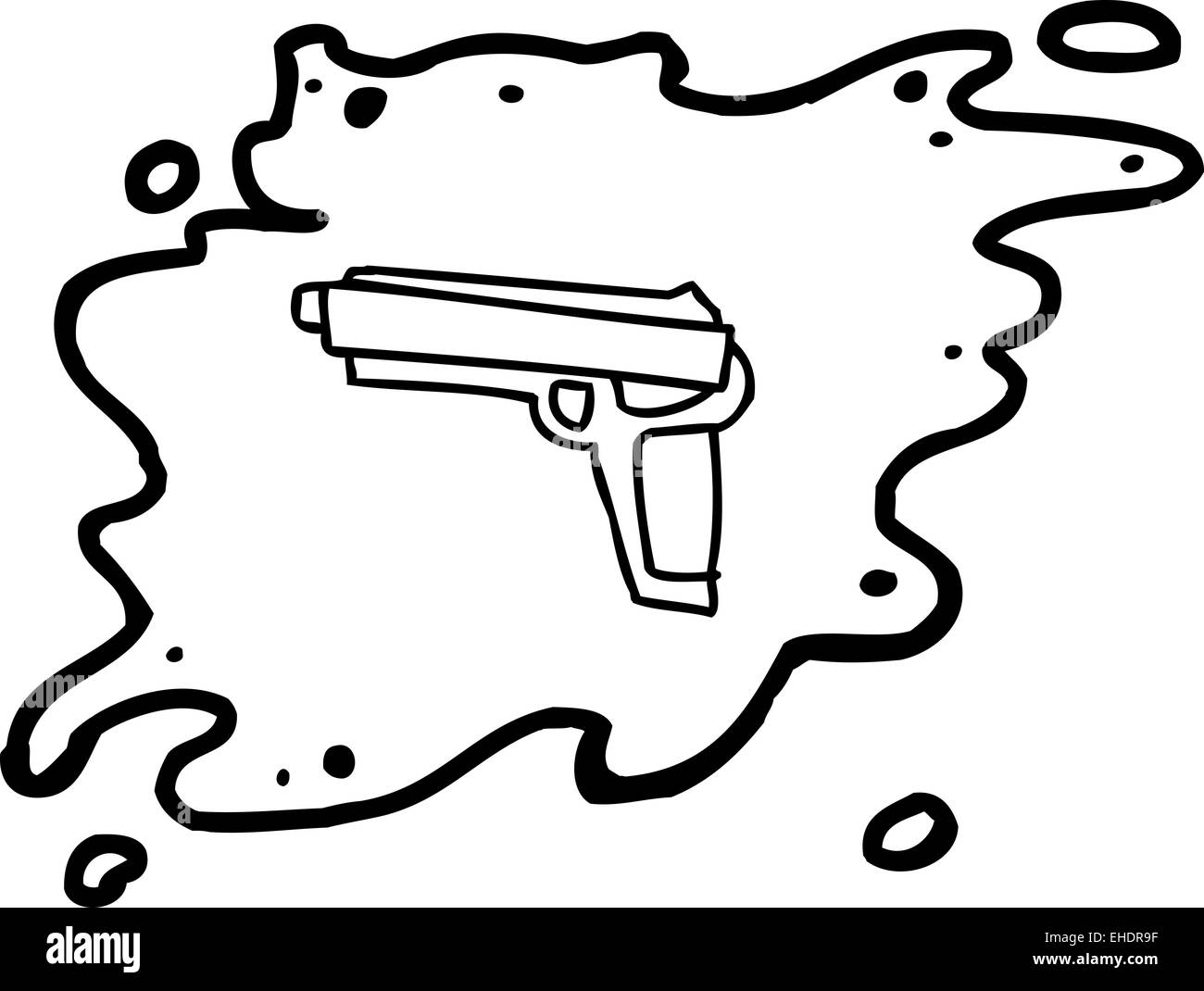 Beschriebenen einzelnen Cartoon Pistole in Blut bespritzt Stockfoto