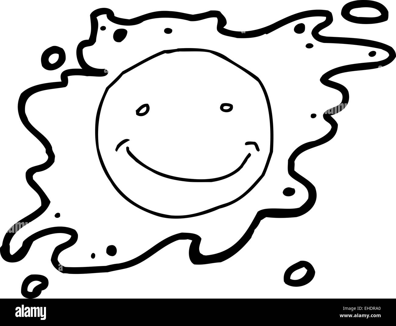 Hand gezeichnete Karikatur skizziert lächelnd Spiegelei Stockfoto