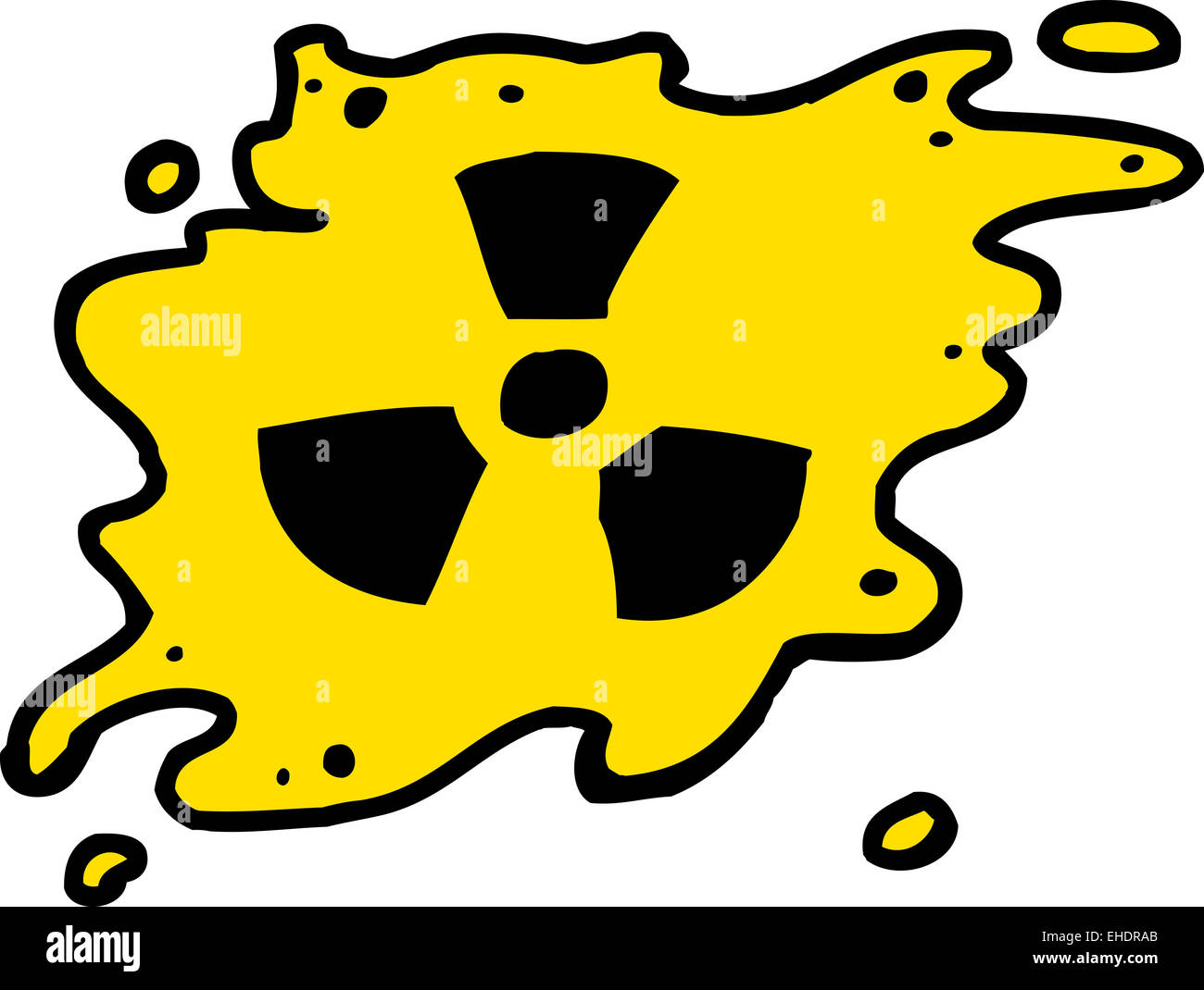 Gelb und schwarz radioaktiven Fallout Symbol über weiß Stockfoto