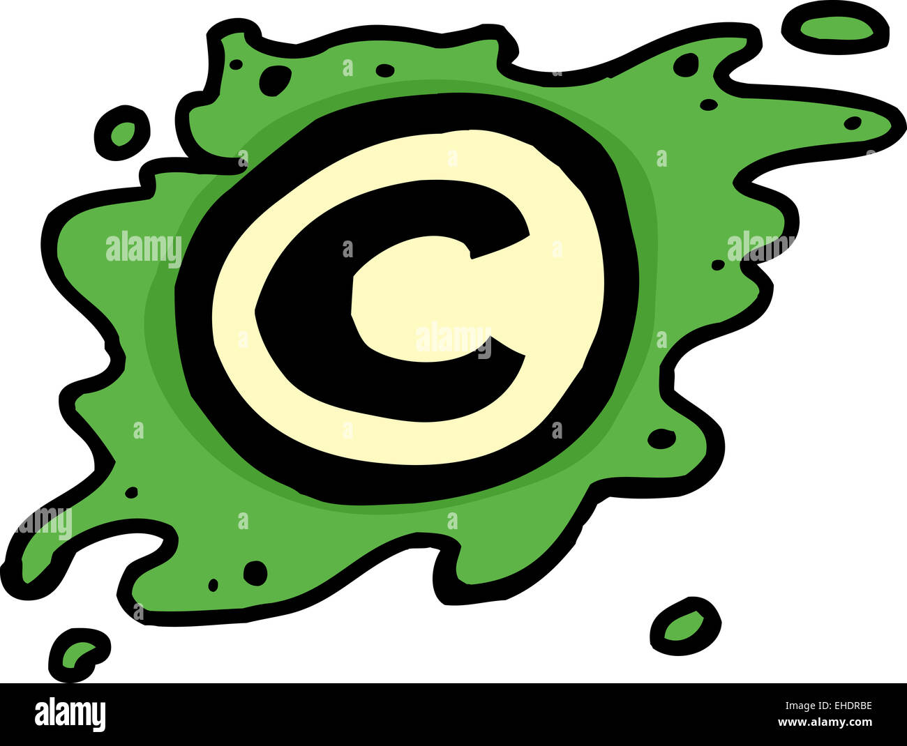 Handgezeichnete Copyrightsymbol in grüne blob Stockfoto