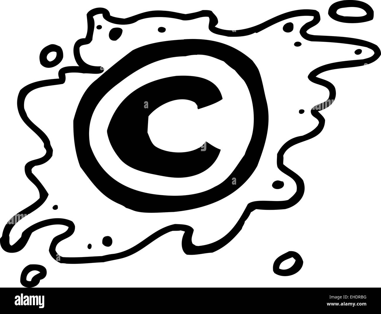 Handgezeichnete skizziert Cartoon-copyright-Symbol auf weiß Stockfoto