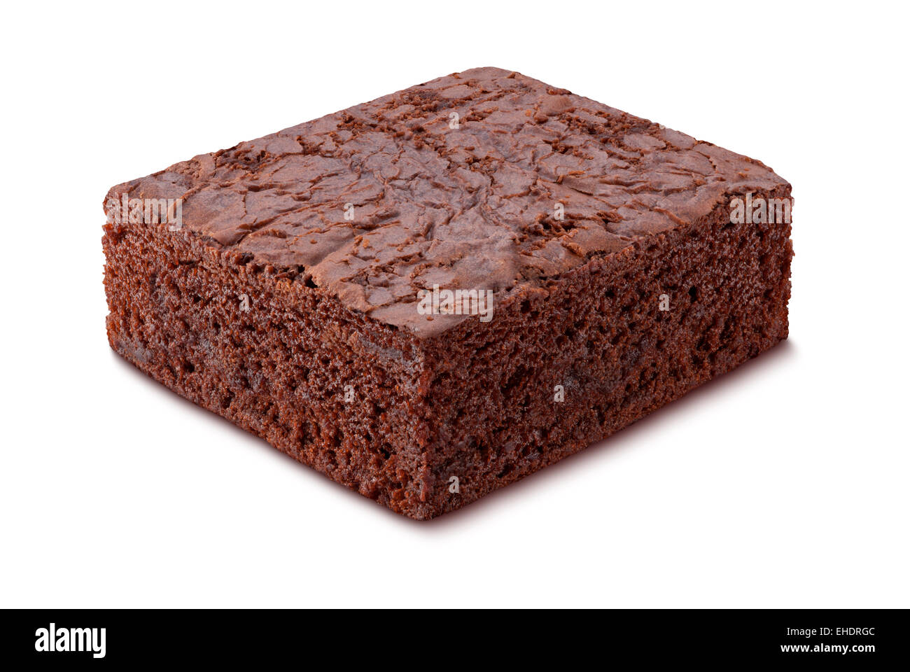 Schokoladen-Brownie isoliert auf weiss Stockfoto