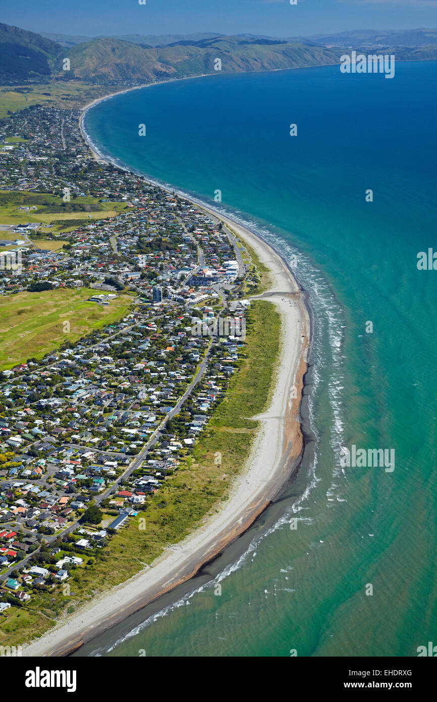 Paraparaumu Beach, Kapiti Coast, Wellington Region, North Island, Neuseeland - Antenne Stockfoto