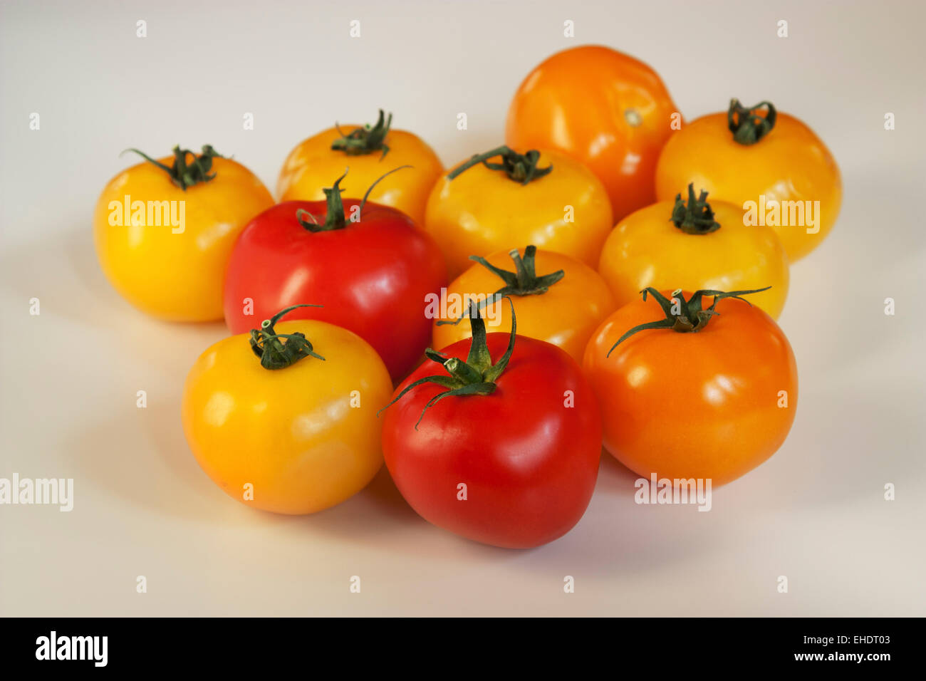 Abgebrochene Tomaten Stockfoto