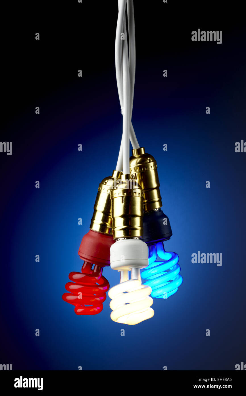 Patriotische Kompaktleuchtstofflampen Stockfoto