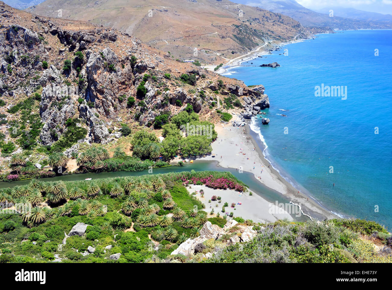 Fantastische Aussicht von Preveli Beach. Stockfoto