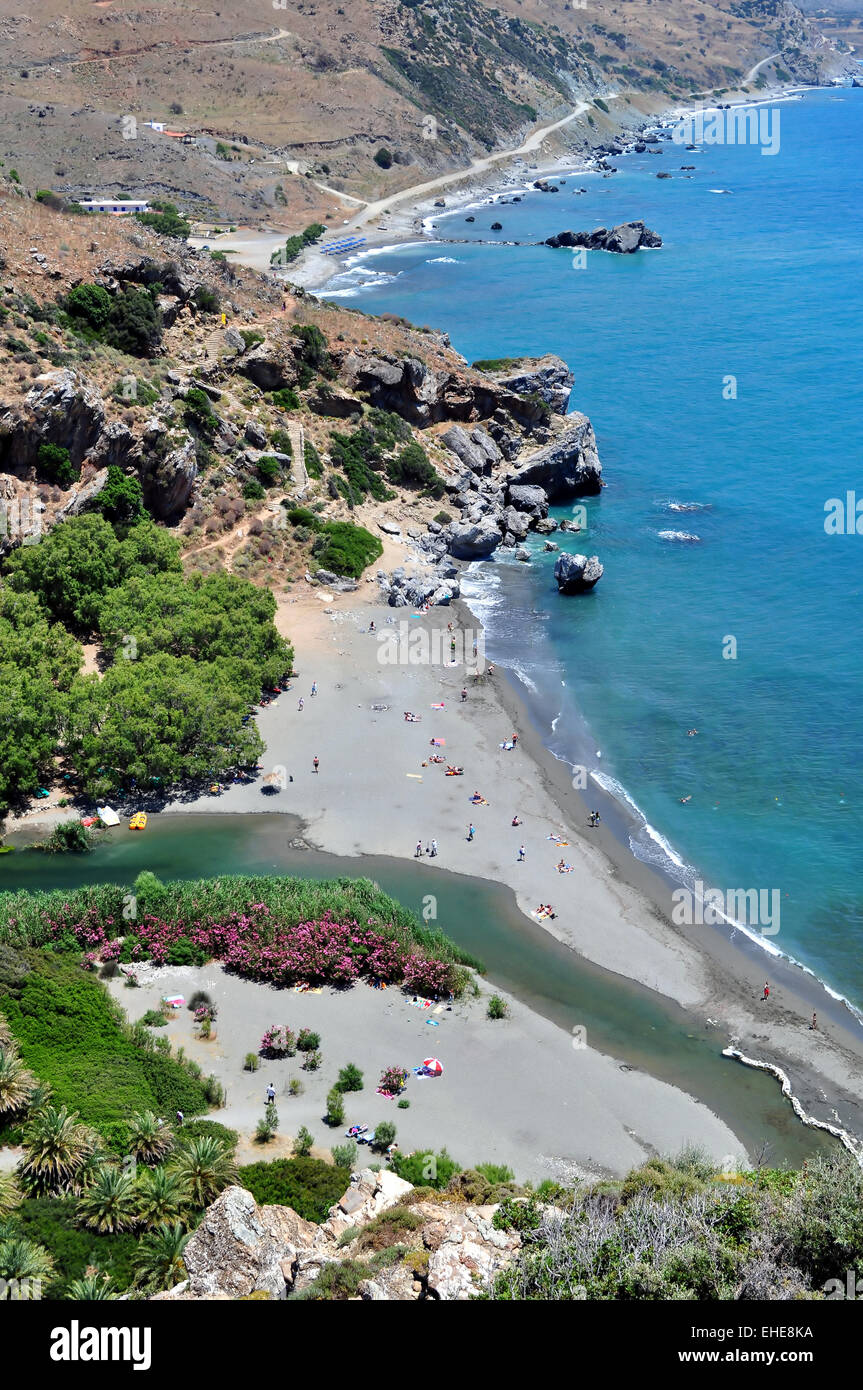 Fantastische Aussicht von Preveli Beach. Stockfoto