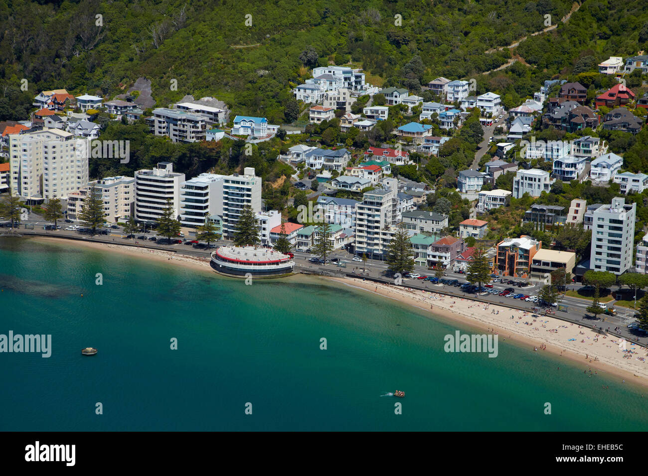 Oriental Bay, Wellington, Nordinsel, Neuseeland - Antenne Stockfoto