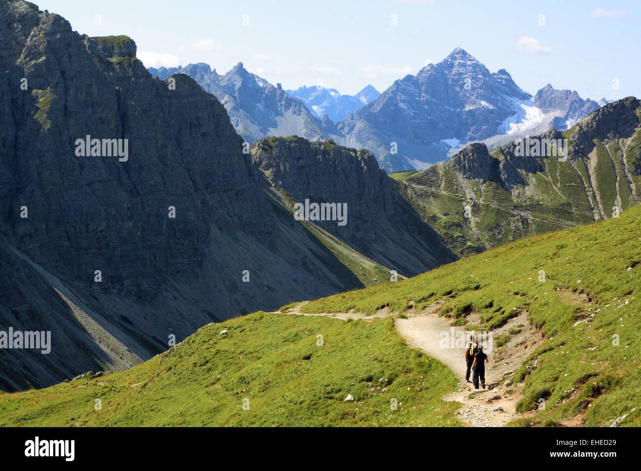 Blick auf den zentralen Allgäu, Bayerische Alpen. Stockfoto