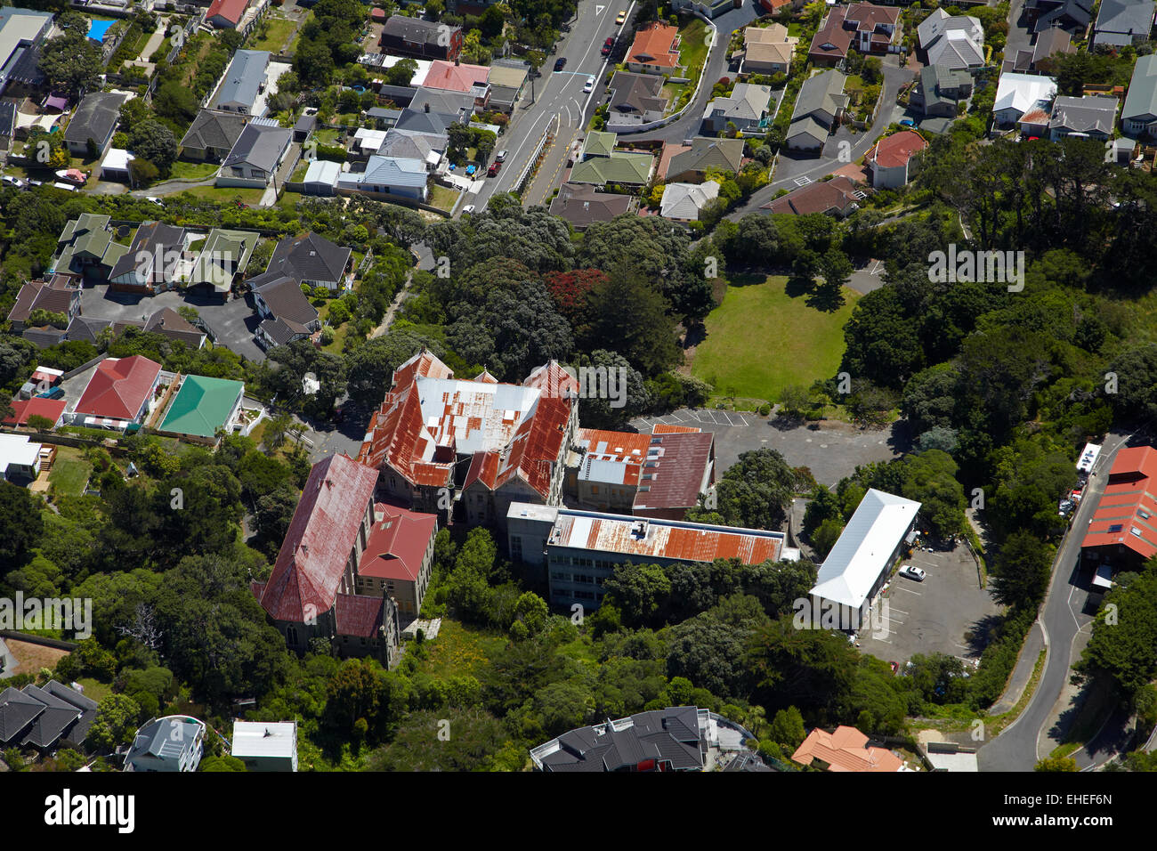 Ehemalige Erskine College, Wellington, Nordinsel, Neuseeland - Antenne Stockfoto