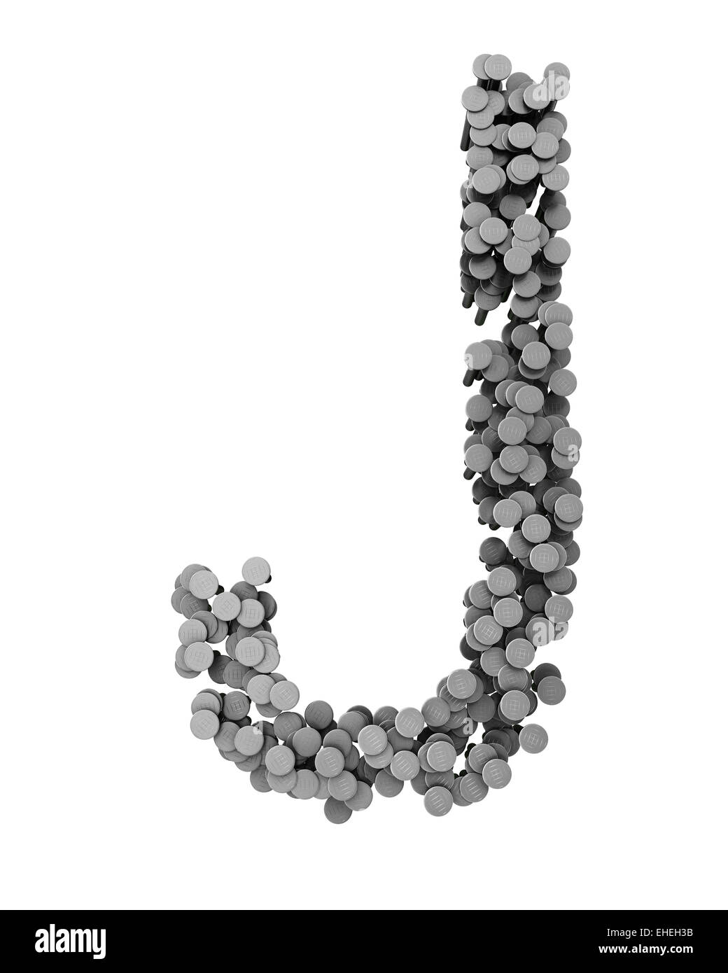 Alphabet Buchstaben J aus gehämmerten Nägel gemacht Stockfoto