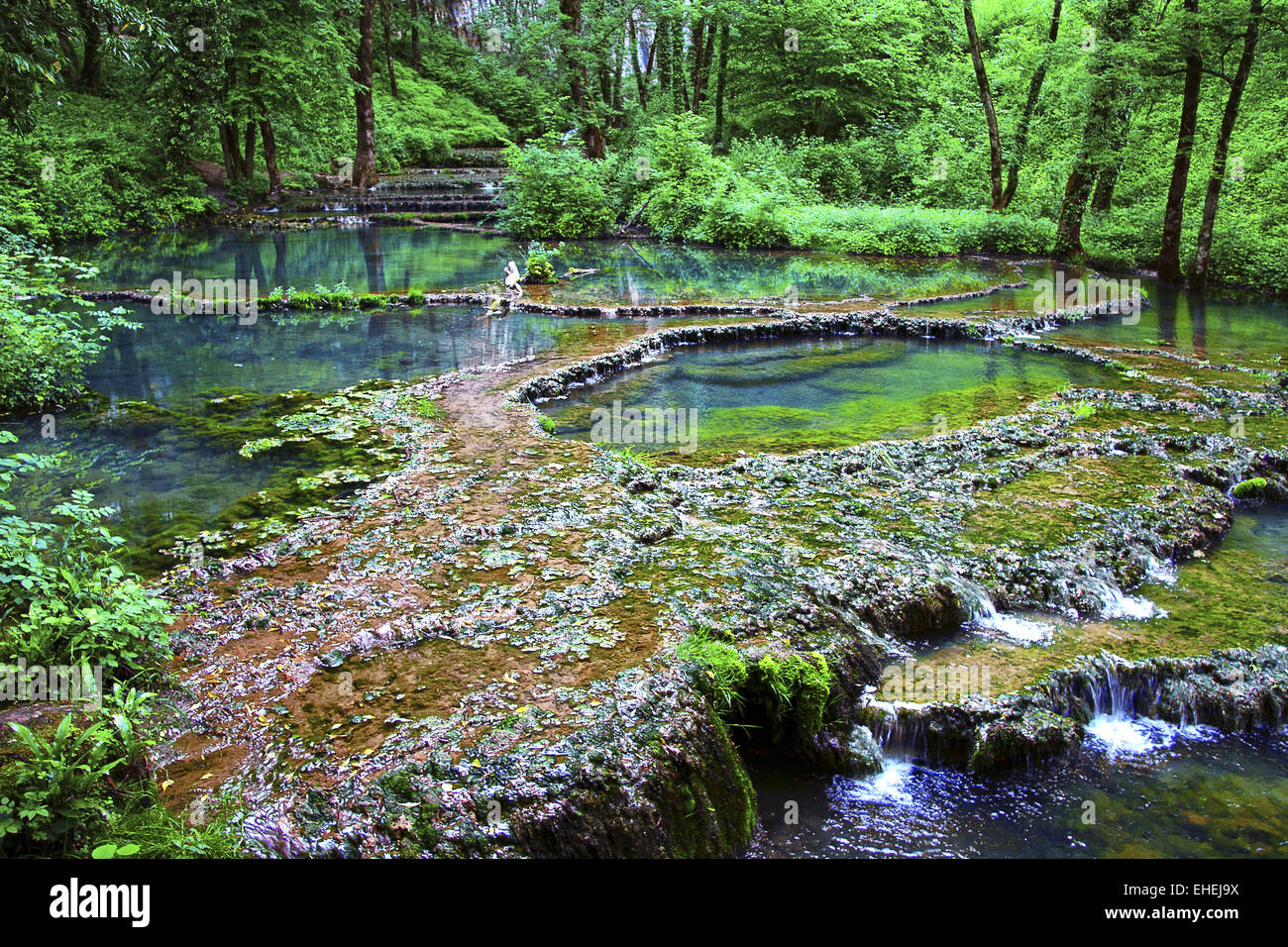 Kaskade von dem Fluss Seille, Jura, Frankreich Stockfoto