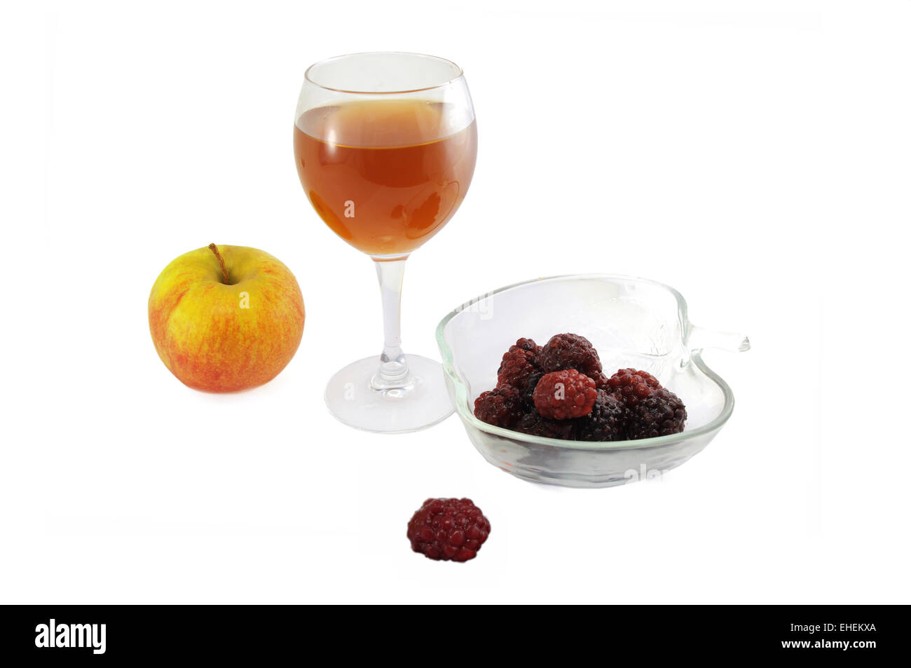 Dessert aus Apfel, Getränk und blackberry Stockfoto