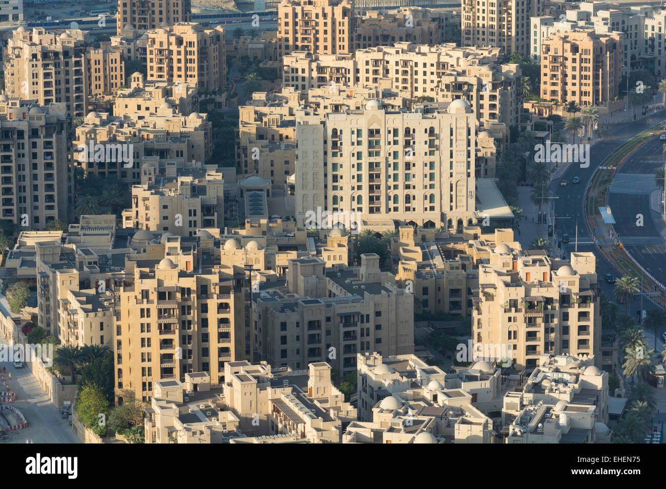 Blick über Altstadt Wohnquartier in Downtown Dubai Vereinigte Arabische Emirate Stockfoto