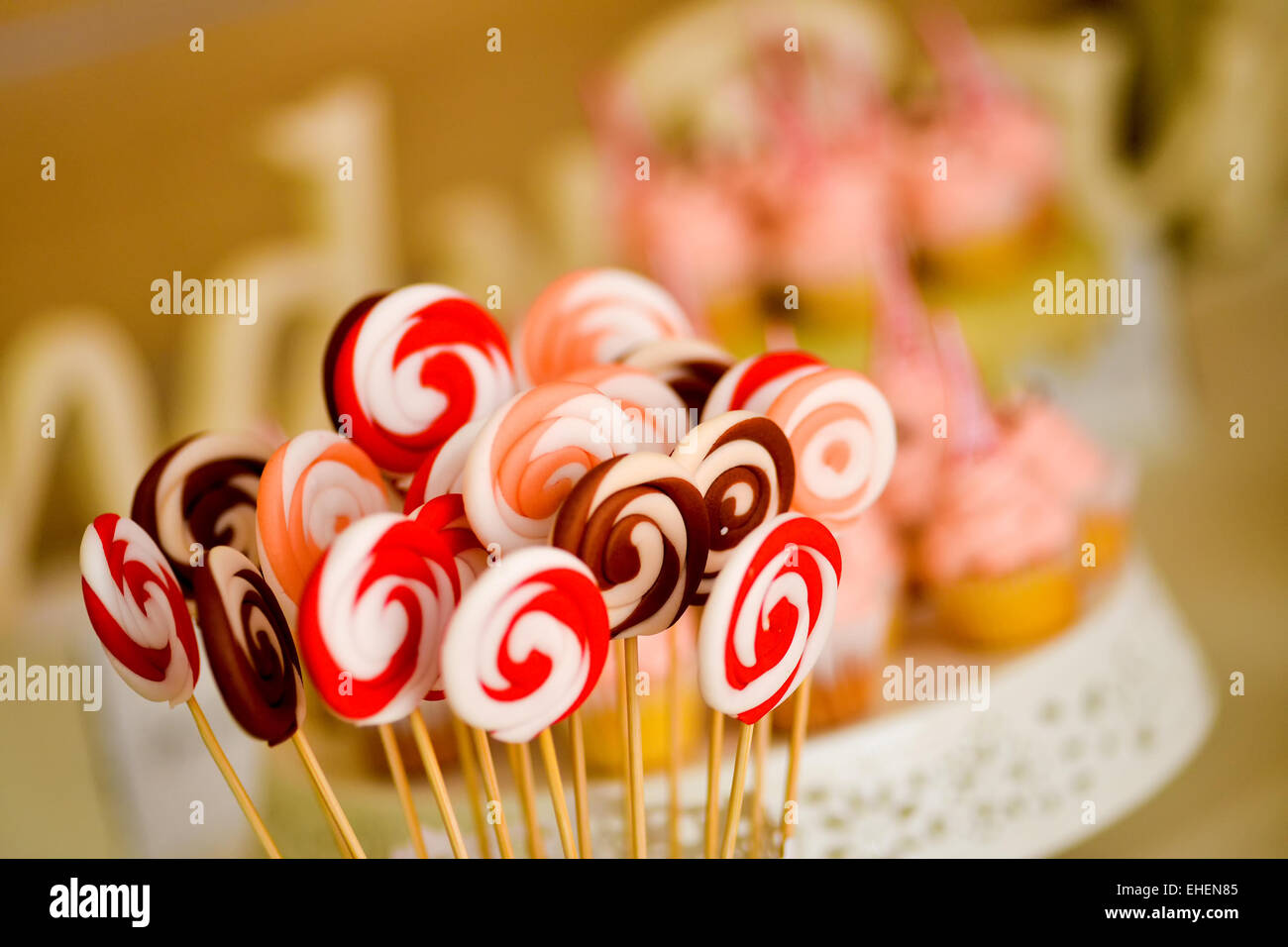 Nahaufnahme mit bunte Lutscher Stockfoto