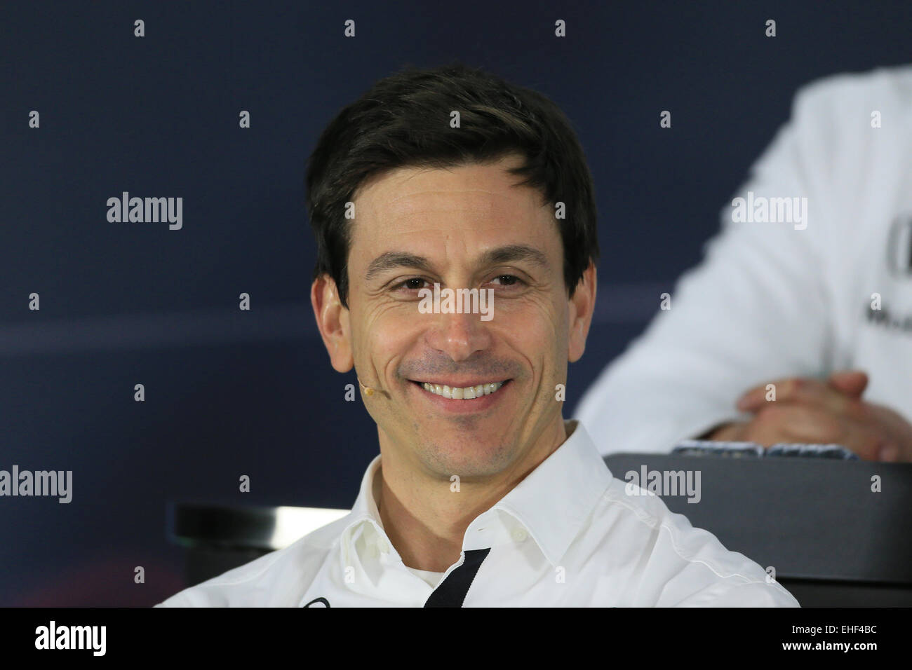 Melbourne, Australien. 13. März 2015. Austalian Grand Prix. Training am Freitag. Toto Wolff – Mercedes Motorsportchef während der Fridat team Pressekonferenz Credit: Action Plus Sport/Alamy Live News Stockfoto