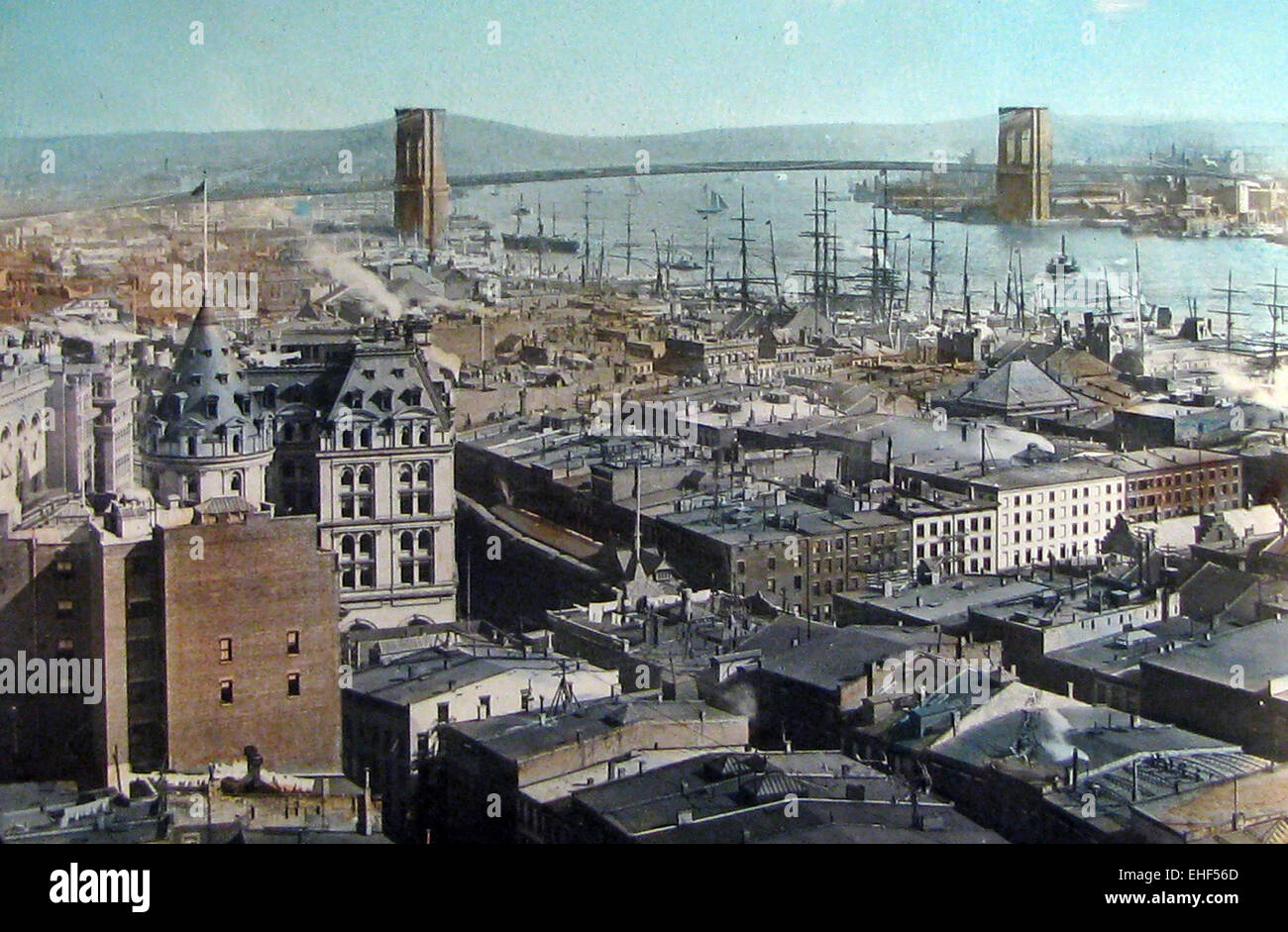 New York Panorama Hand farbige Foto wahrscheinlich vor 1900 Stockfoto