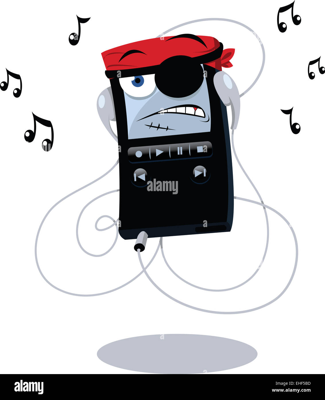 ein Vektor-Cartoon repräsentieren einen Piraten-MP3-Player, Pirate Musizieren Stockfoto